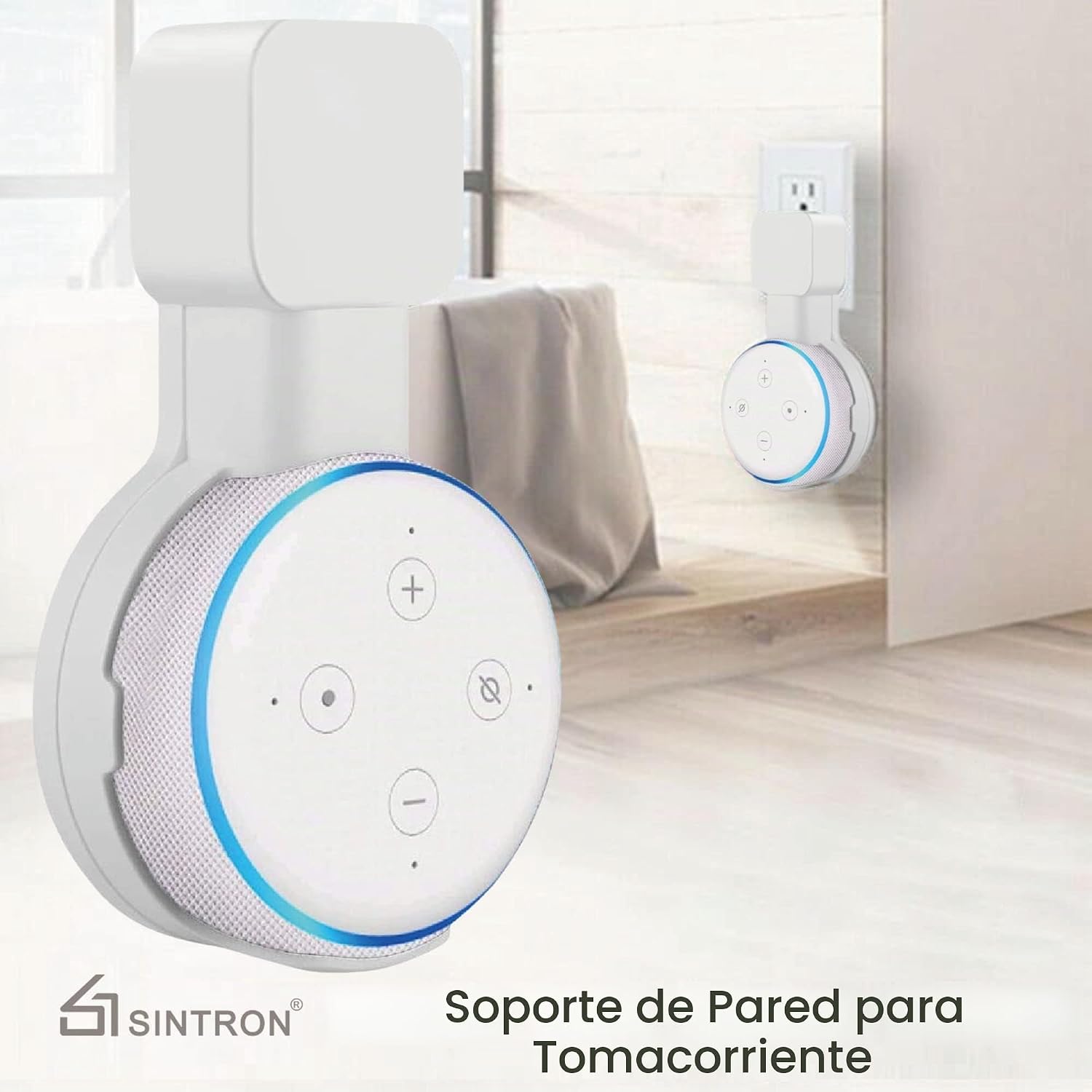 SOPORTE DE PARED PARA PARLANTES SINTRON PARA DOT 3 Y GOOGLE MINI BLANCO - 4