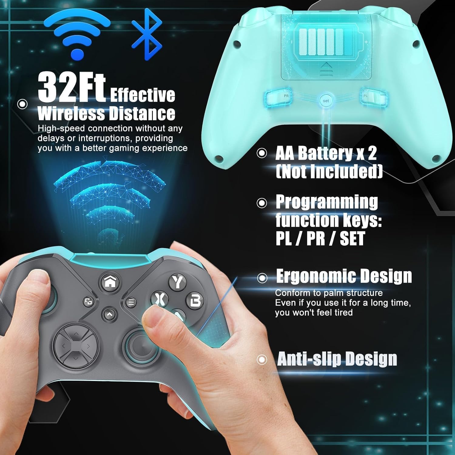 CONTROL INALÁMBRICO NONBLIEP PARA XBOX ONE X/S, SERIES X/S Y PC, CON GIROSCOPIO 6 EJES, VIBRACIÓN DUAL, JACK 3.5MM Y FUNCIÓN - 4