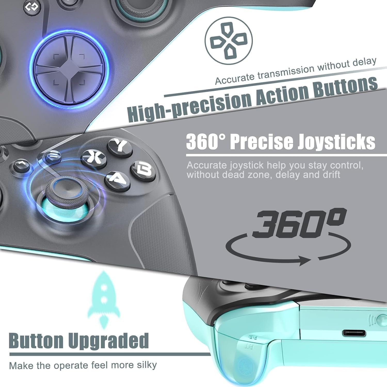 CONTROL INALÁMBRICO NONBLIEP PARA XBOX ONE X/S, SERIES X/S Y PC, CON GIROSCOPIO 6 EJES, VIBRACIÓN DUAL, JACK 3.5MM Y FUNCIÓN - 5