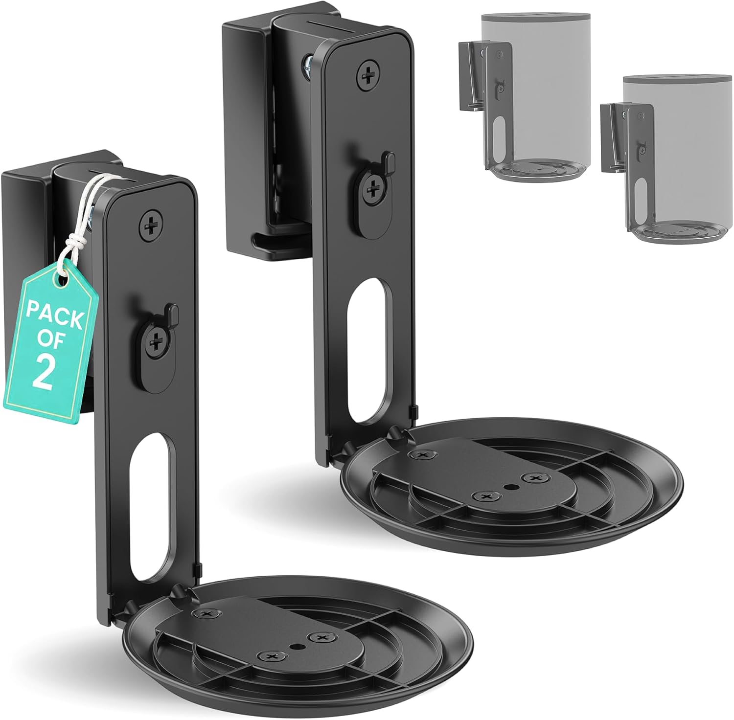 SOPORTE DE PARED PARA PARLANTES SONOS ERA 100 PRO YNVISION.DESIGN NEGRO 2 UNIDADES - 1