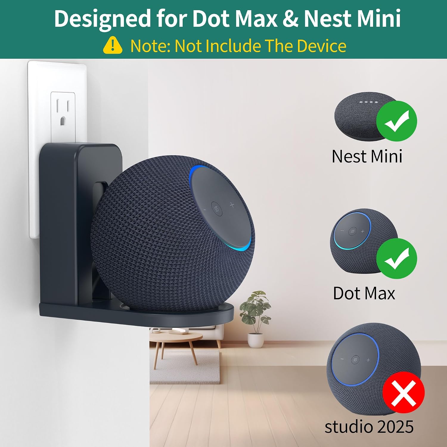 SOPORTE DE PARED PARA PARLANTES HOMEMOUNT DOT MAX Y NEST MINI GRAFITO 1 UNIDAD - 4