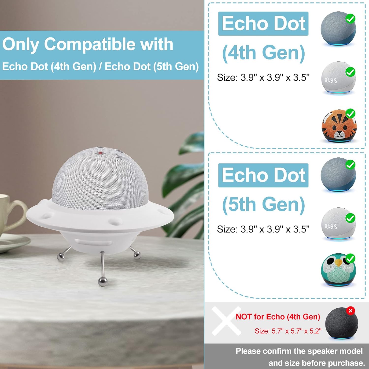 SOPORTE PARA PARLANTE ECHO DOT 4TA Y 5TA GENERACIÓN MAOZHREN BLANCO - 3