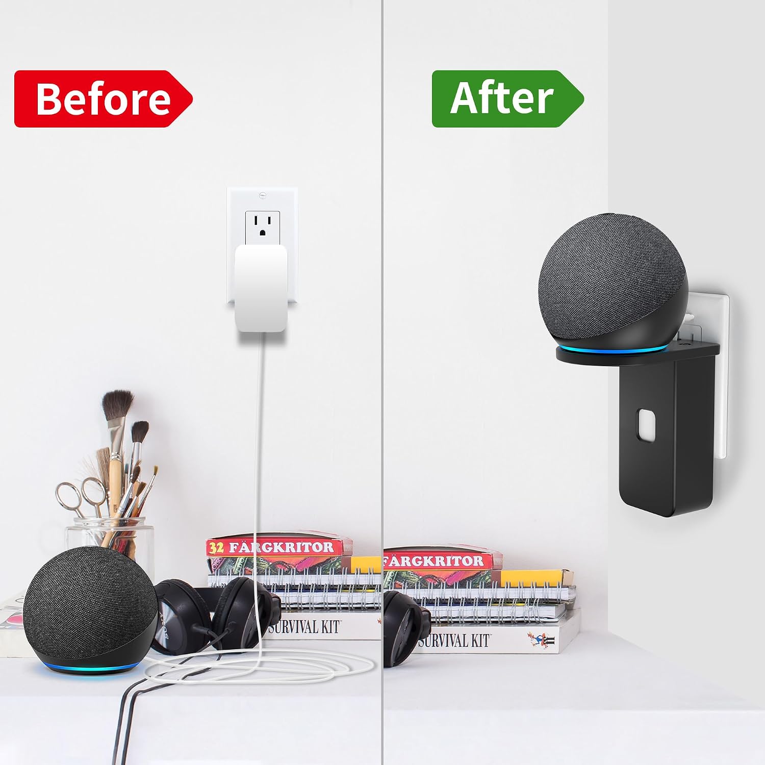 SOPORTE DE PARED PARA PARLANTES HOMEMOUNT PARA DOT 5/4 Y NEST MINI, ENCHUFABLE, NEGRO, 1 SOPORTE - 3