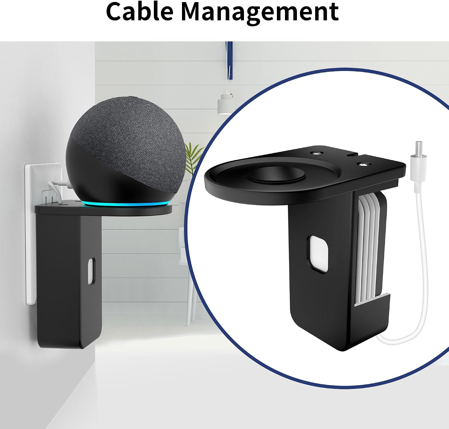 SOPORTE DE PARED PARA PARLANTES HOMEMOUNT PARA DOT 5/4 Y NEST MINI, ENCHUFABLE, NEGRO, 1 SOPORTE - 5