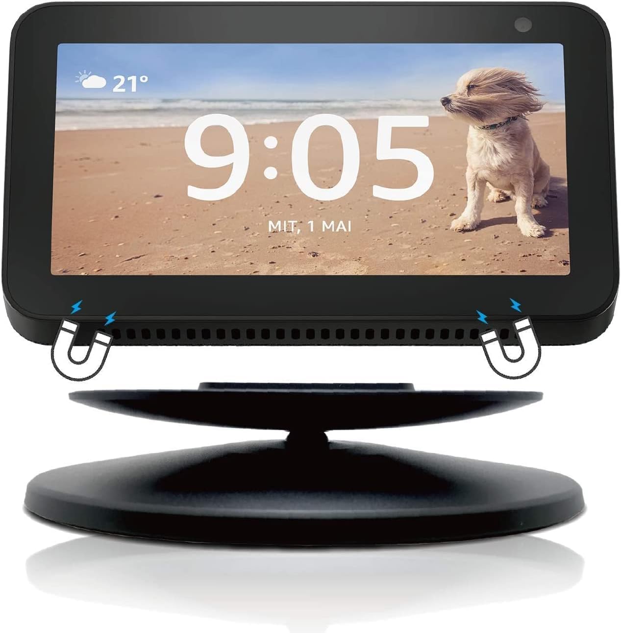 SOPORTE PARA PARLANTES SINTRON SMART DISPLAY STAND PARA SHOW 5 Y 8 AJUSTABLE CON ROTACIÓN 360° Y BASE ANTIDESLIZANTE NEGRO - 3