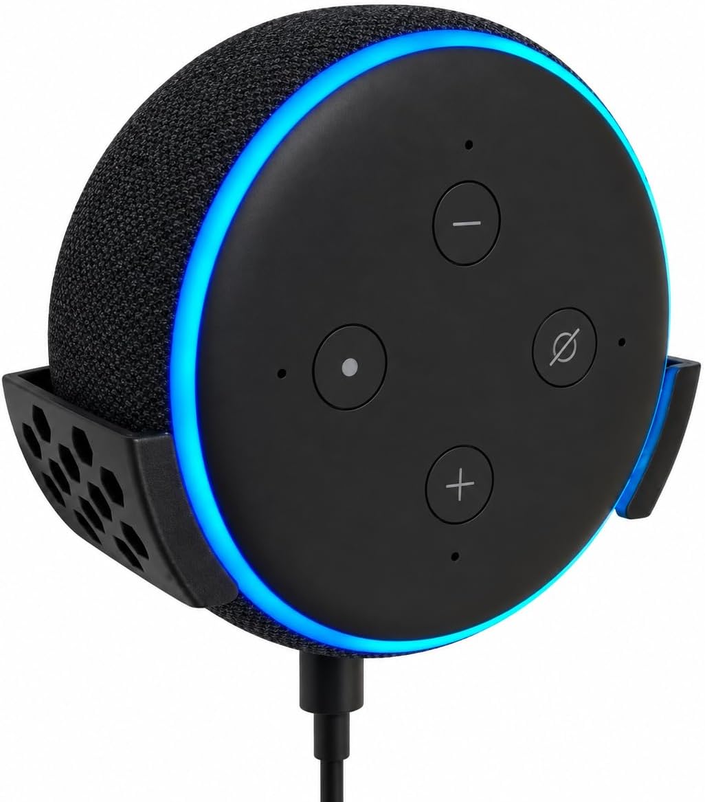 SOPORTE DE PARED PARA PARLANTE VOICE ASSISTANT HANDMADE COMPATIBLE CON GENERACIONES 1, 2 Y 3 NEGRO GEN 3 - 1