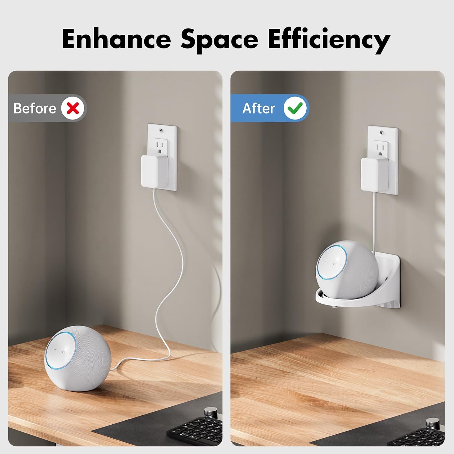 SOPORTE DE PARED PARA PARLANTE EDUP LOVE DOT MAX CON GESTIÓN DE CABLES BLANCO - 5