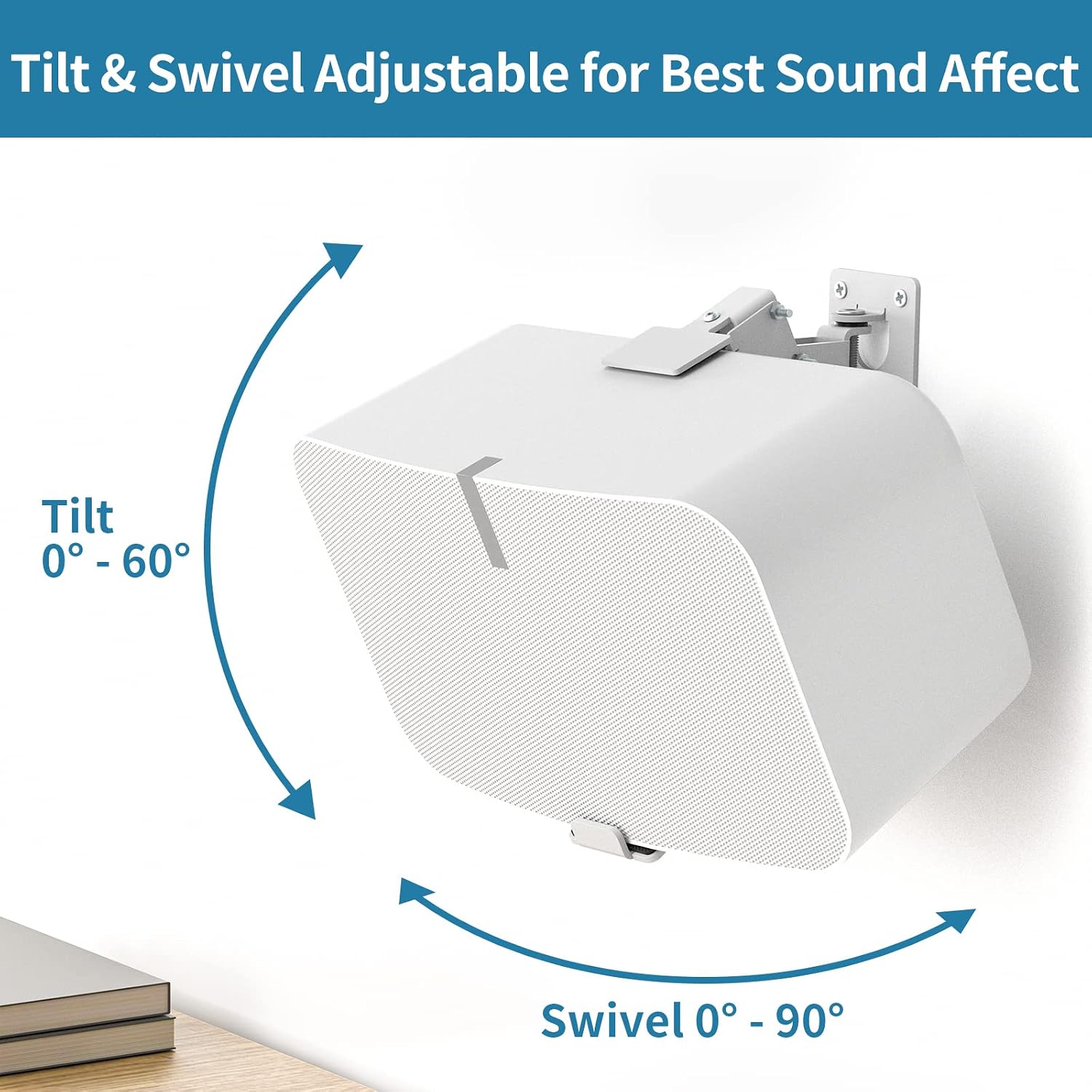 SOPORTE DE PARED PARA PARLANTES YIBRACKI SONOS 5 Y PLAY 5 AJUSTABLE BLANCO - 3