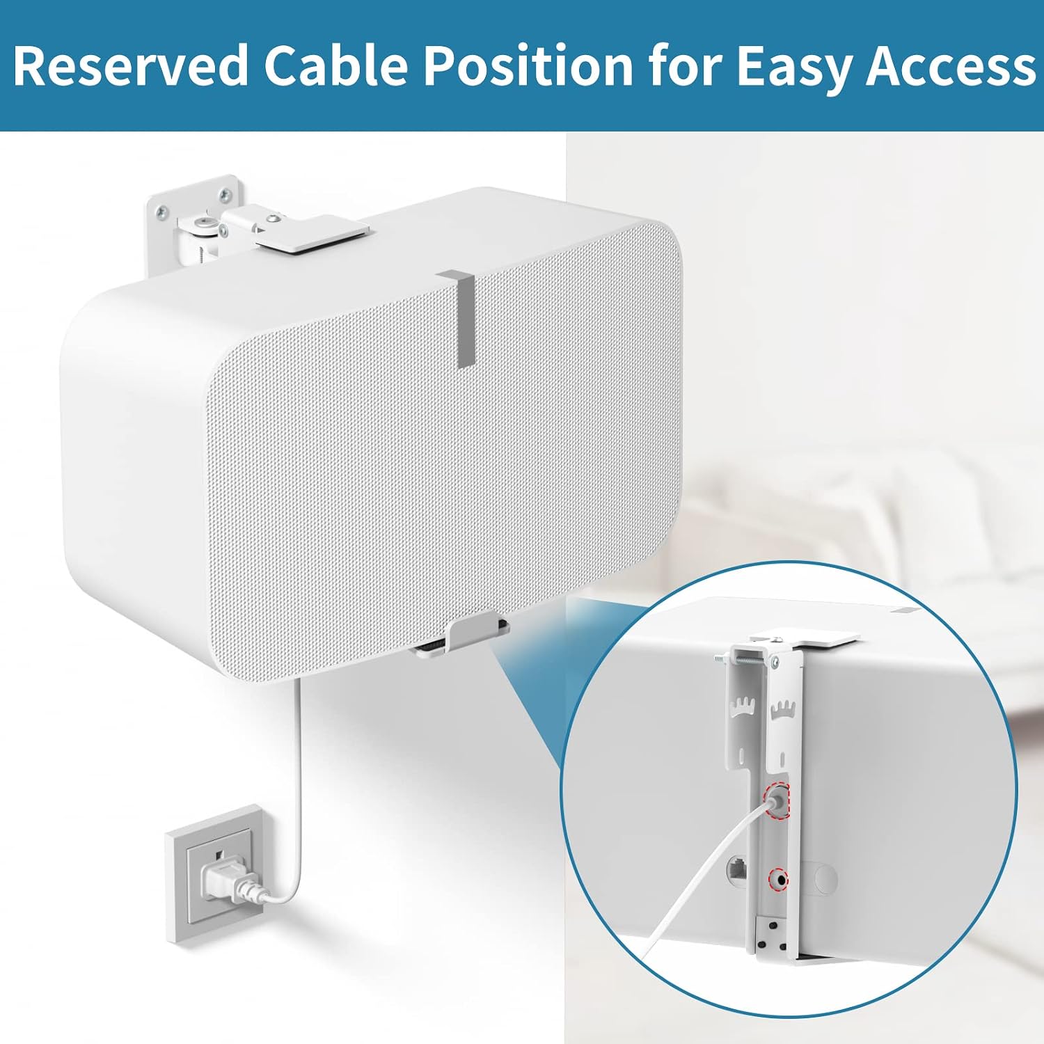 SOPORTE DE PARED PARA PARLANTES YIBRACKI SONOS 5 Y PLAY 5 AJUSTABLE BLANCO - 4