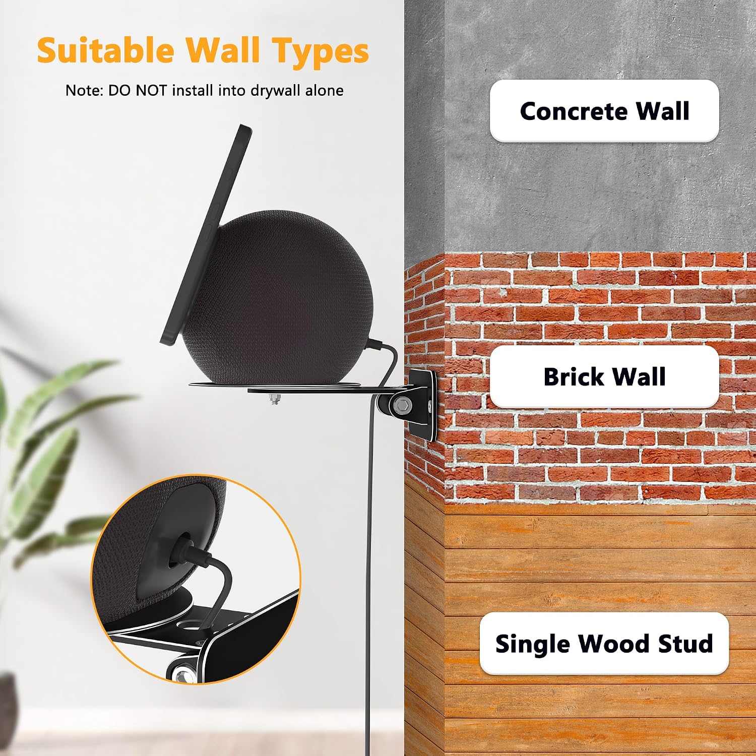 SOPORTE DE PARED PARA PARLANTES LAIVLI COMPATIBLE CON ECHO SHOW 8 Y ECHO SHOW 11 2025 - 4