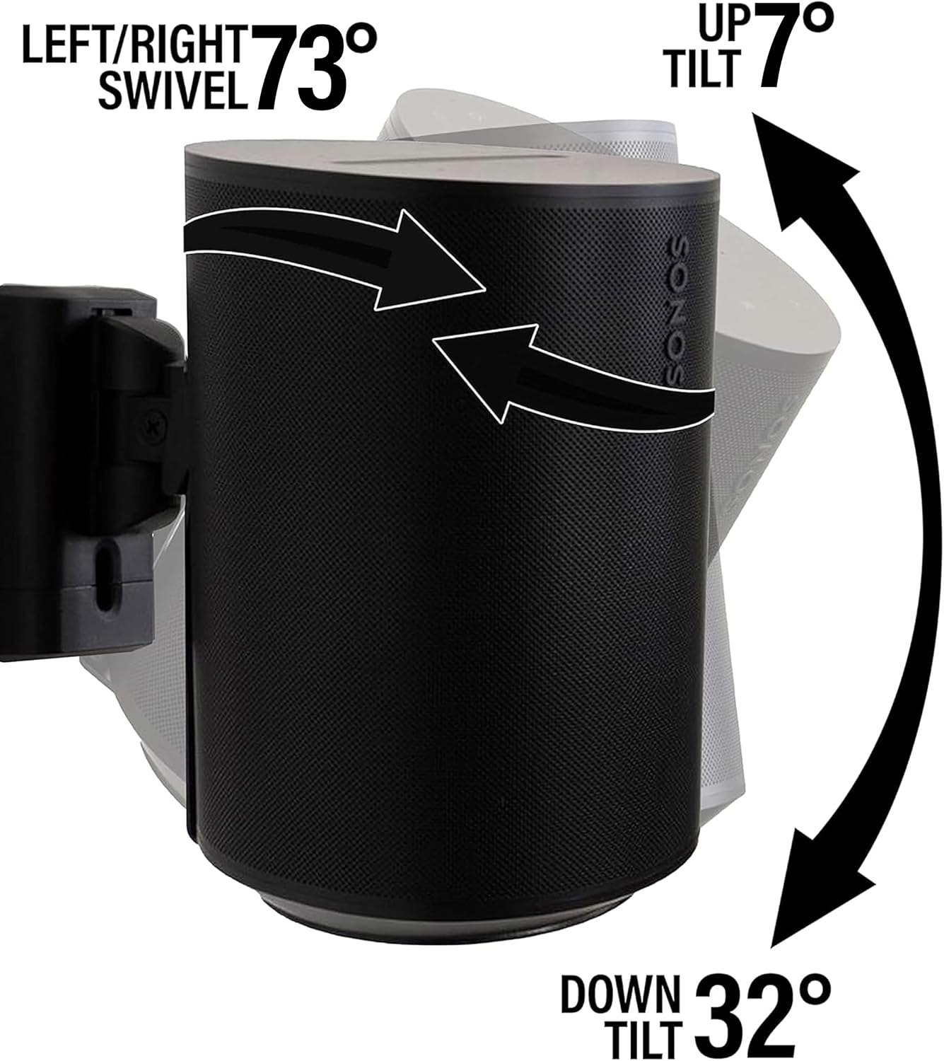 SOPORTE DE PARED PARA PARLANTES SANUS PARA SONOS ERA 100, NEGRO, PACK 2 - 2