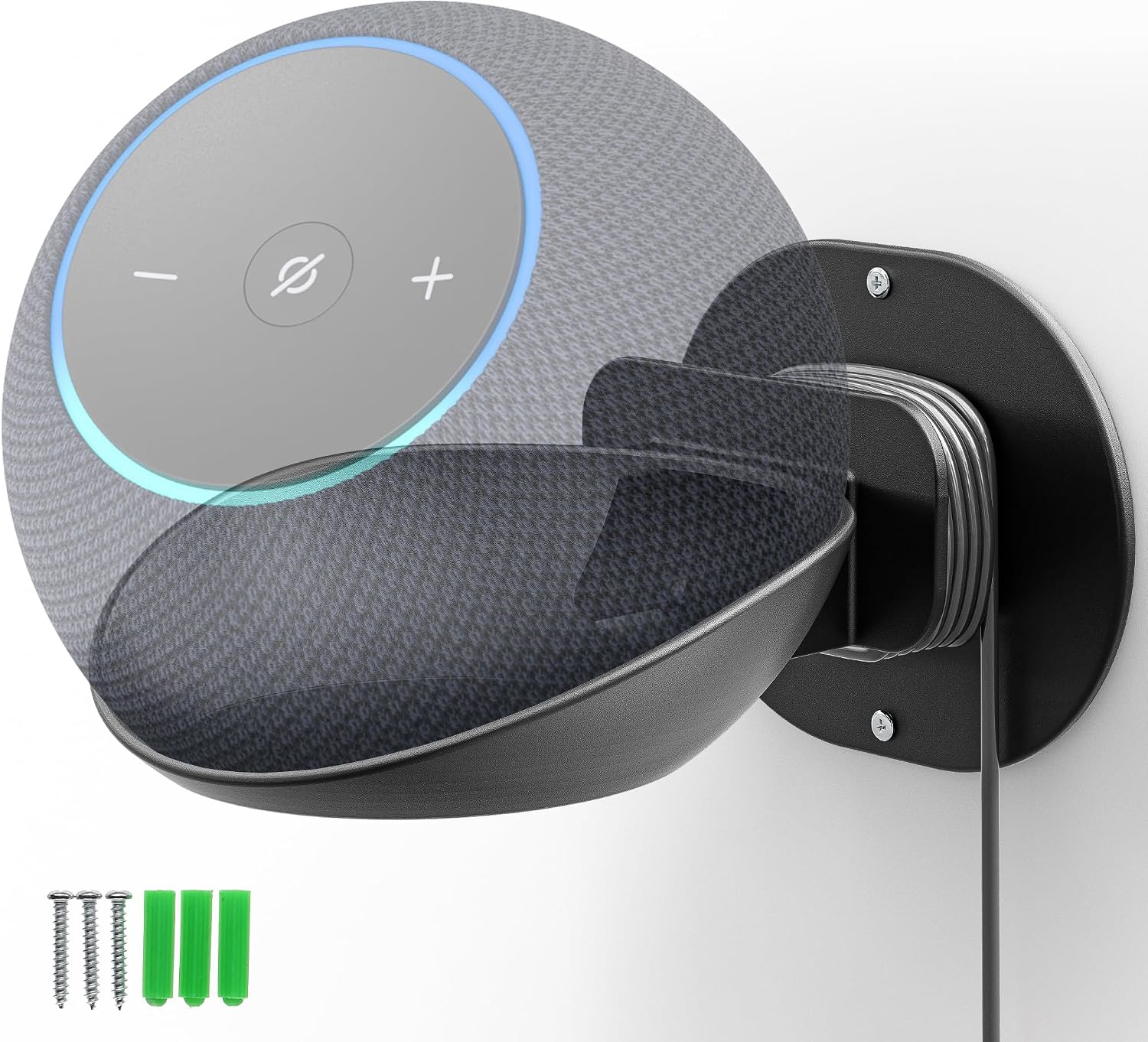 SOPORTE DE PARED PARA PARLANTES CUHIOY COMPATIBLE CON ECHO DOT 4TA Y 5TA GENERACIÓN Y ECHO POP NEGRO - 1