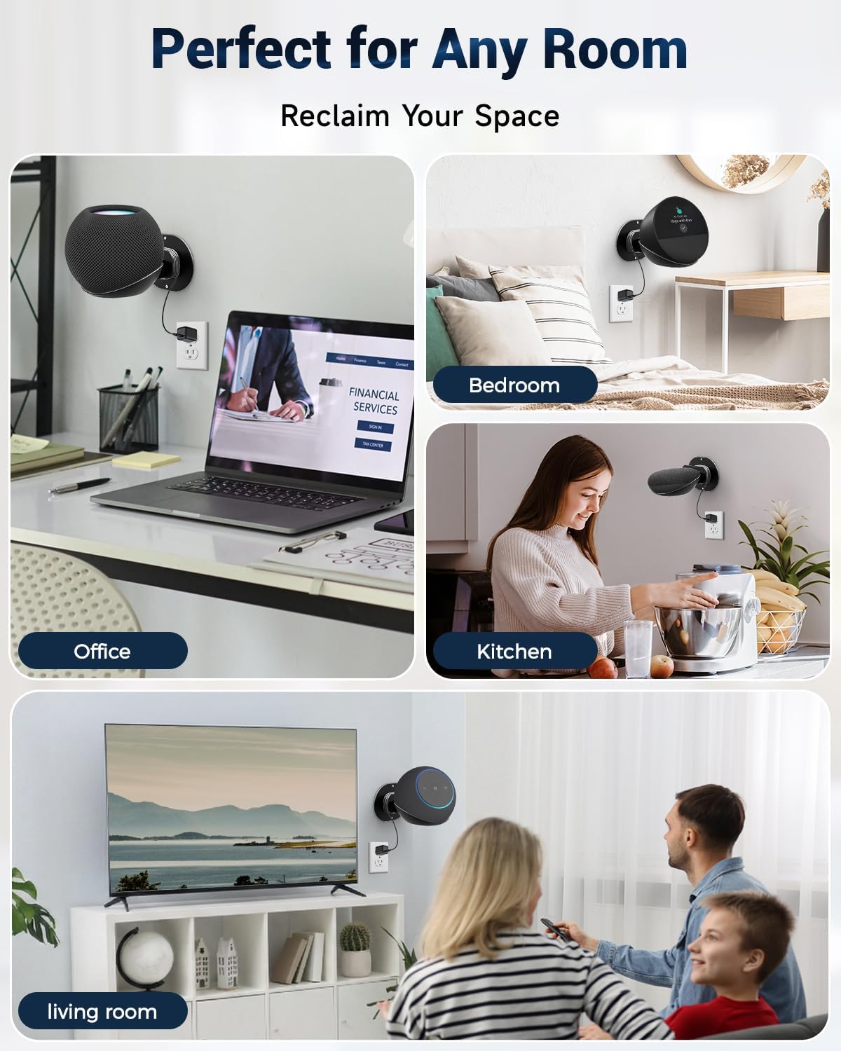 SOPORTE DE PARED PARA PARLANTES CUHIOY COMPATIBLE CON ECHO DOT 4TA Y 5TA GENERACIÓN Y ECHO POP NEGRO - 5