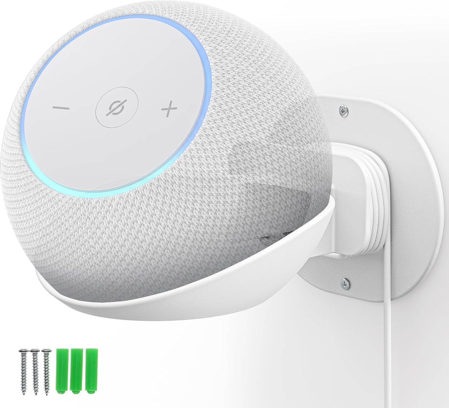 SOPORTE DE PARED PARA PARLANTES CUHIOY COMPATIBLE CON ECHO DOT 4TA Y 5TA GENERACIÓN BLANCO - 1