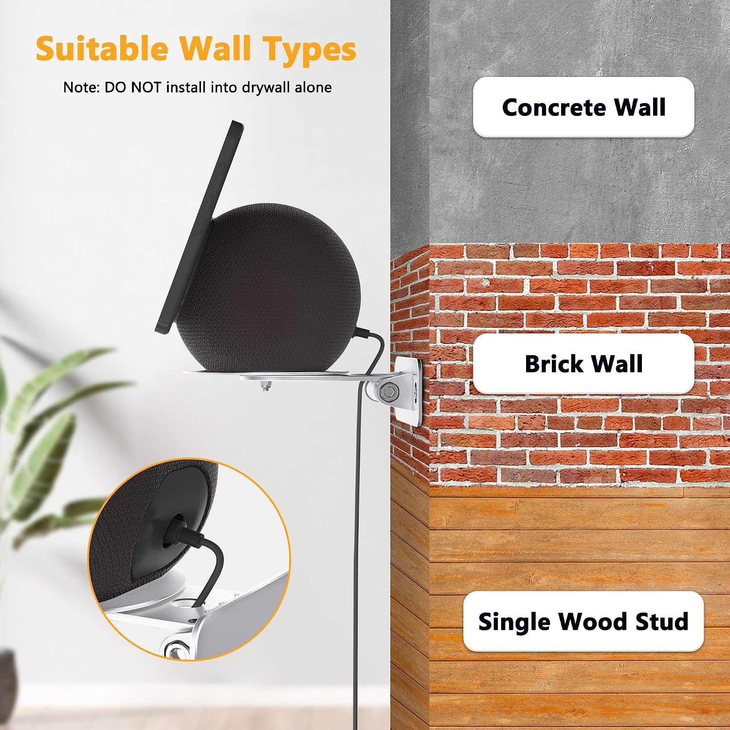 SOPORTE DE PARED PARA PARLANTES LAIVLI COMPATIBLE CON ECHO SHOW 8 Y ECHO SHOW 11 2025 - 4