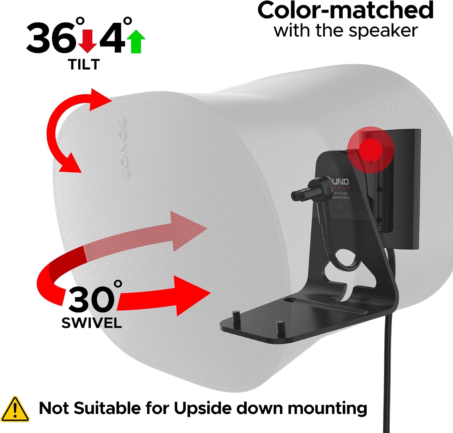 SOPORTE DE PARED PARA PARLANTES SOUND BASS ERA300 INCLINABLE Y GIRATORIO NEGRO DOBLE - 2