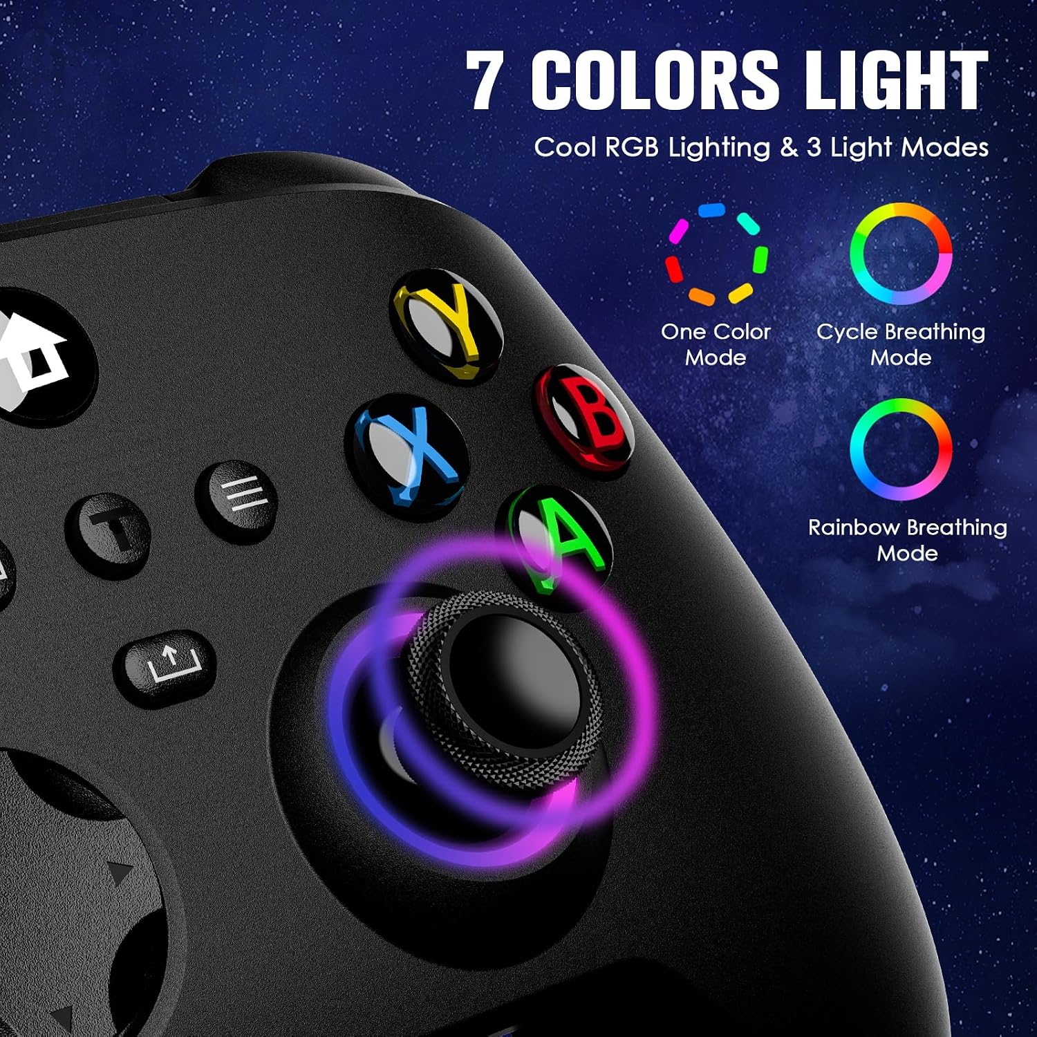 CONTROL INALÁMBRICO MOONAG PARA XBOX SERIES X/S/ONE Y PC CON JOYSTICK HALL EFFECT Y LUZ RGB - 2