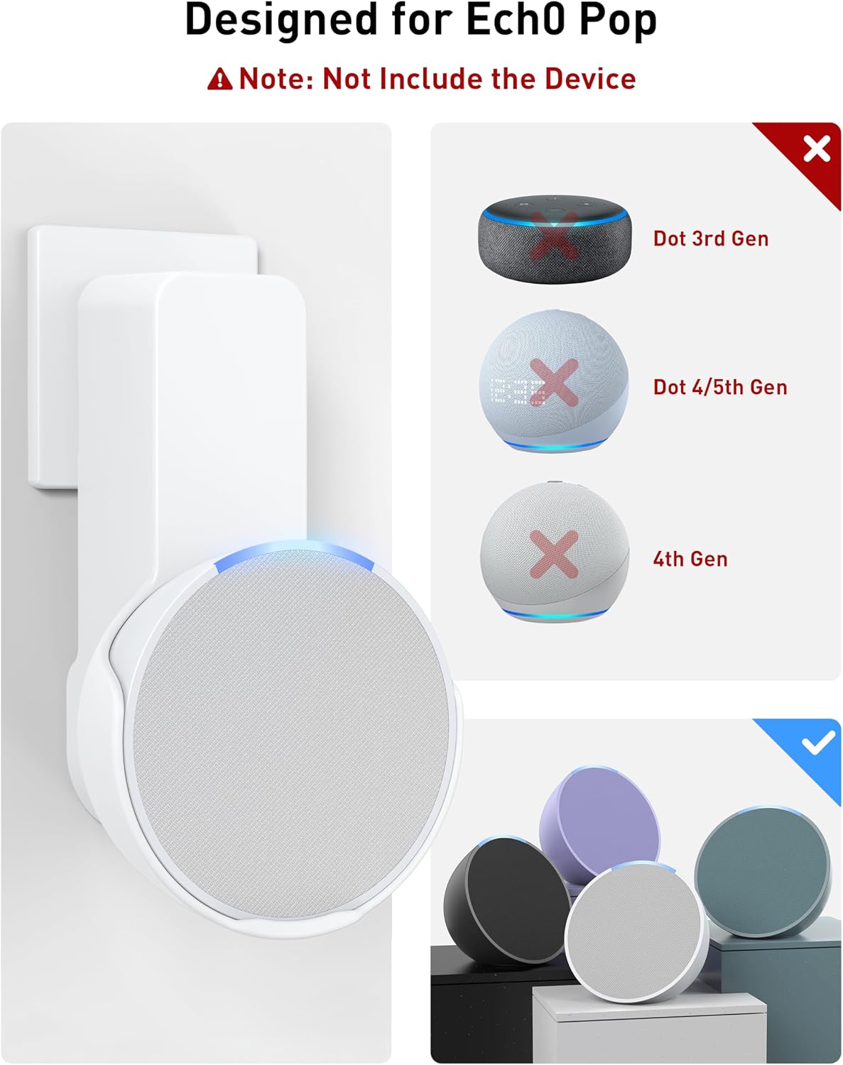 SOPORTE DE PARED PARA PARLANTE MAXONAR ECHO POP BLANCO - 5