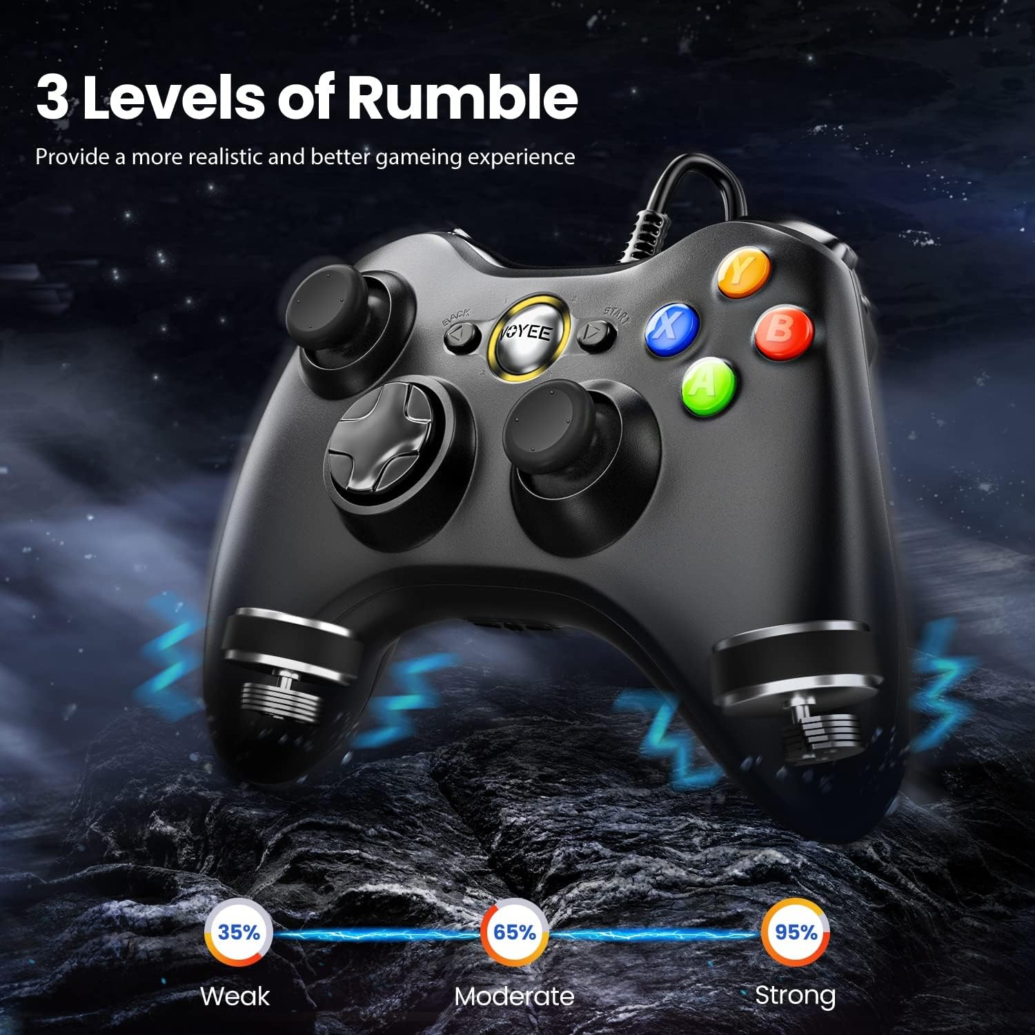 CONTROL CON CABLE PARA PC Y XBOX 360 VOYEE COMPATIBLE CON WINDOWS 10/8/7 - 3