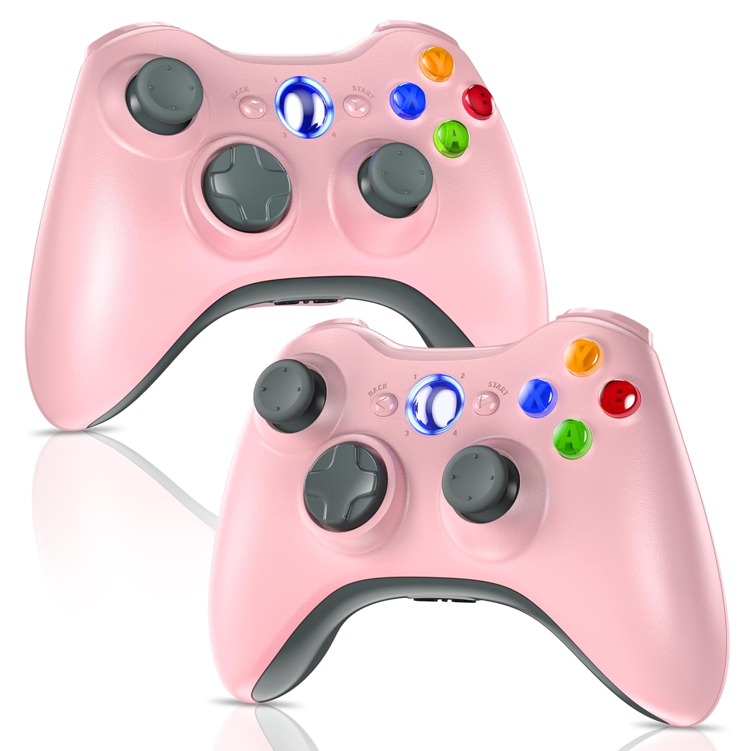 MANDO INALÁMBRICO GAMROMBO PARA XBOX 360 2 UNIDADES COLOR ROSADO - 1