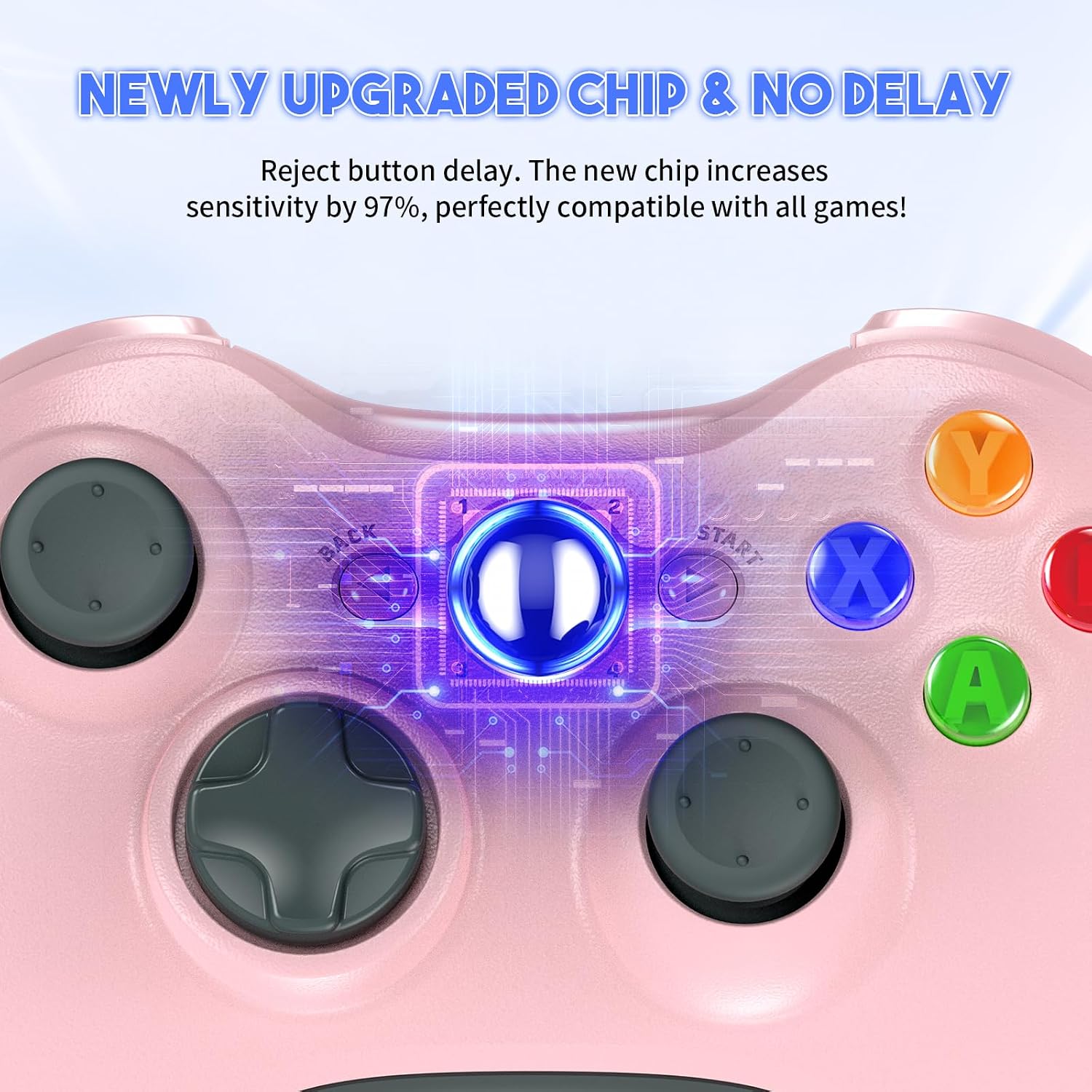 MANDO INALÁMBRICO GAMROMBO PARA XBOX 360 2 UNIDADES COLOR ROSADO - 3