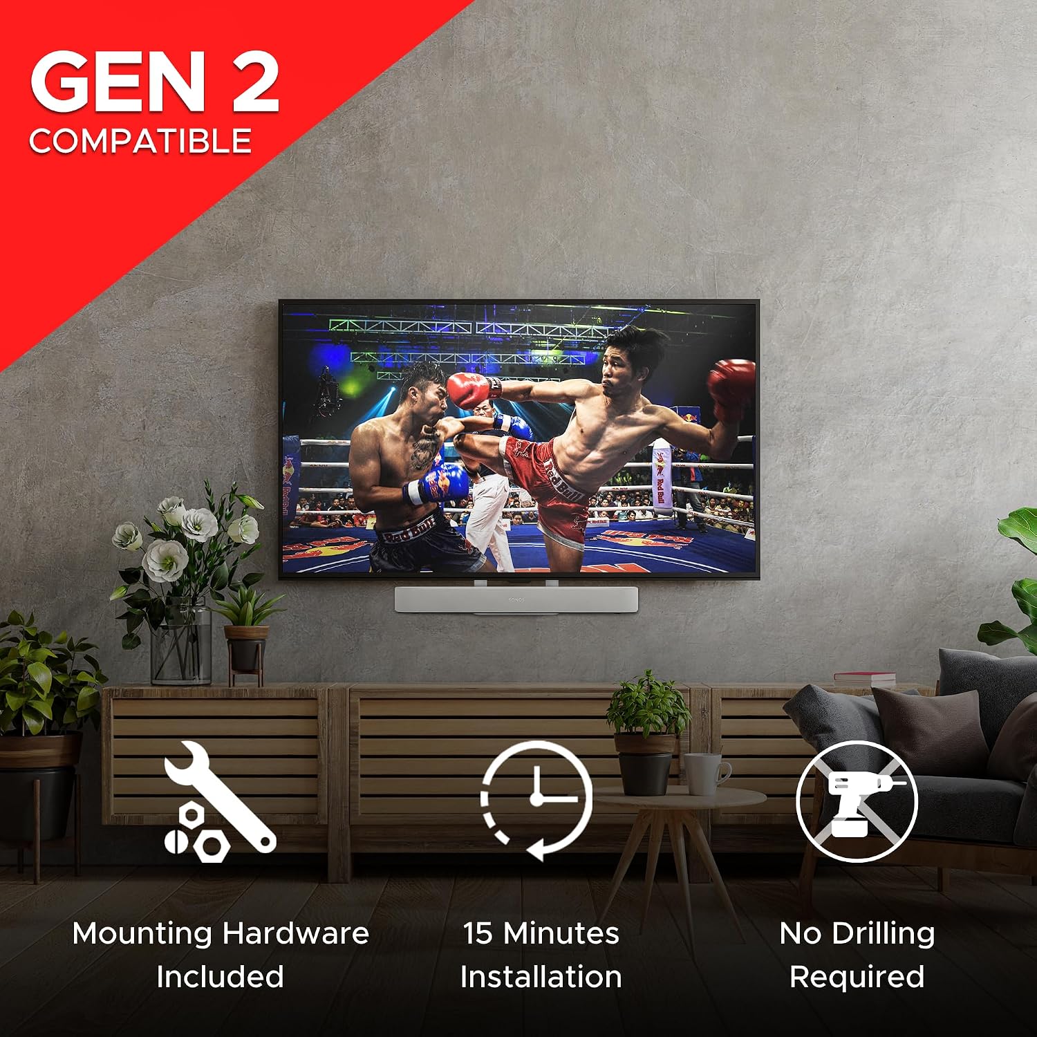 SOPORTE PARA BARRA DE SONIDO SOUND BASS PARA SONOS BEAM GEN 1 Y 2 BLANCO - 5