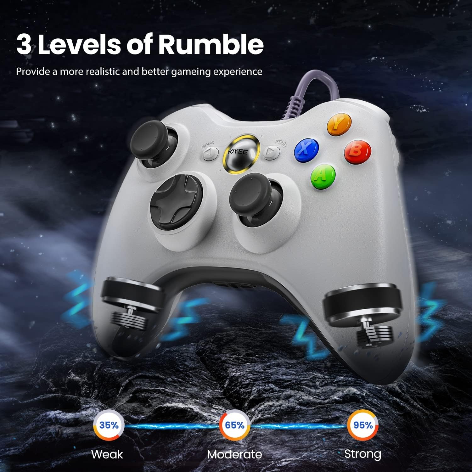 CONTROL PARA PC VOYEE CON CABLE COMPATIBLE CON XBOX 360 Y WINDOWS 10/8/7 - 3