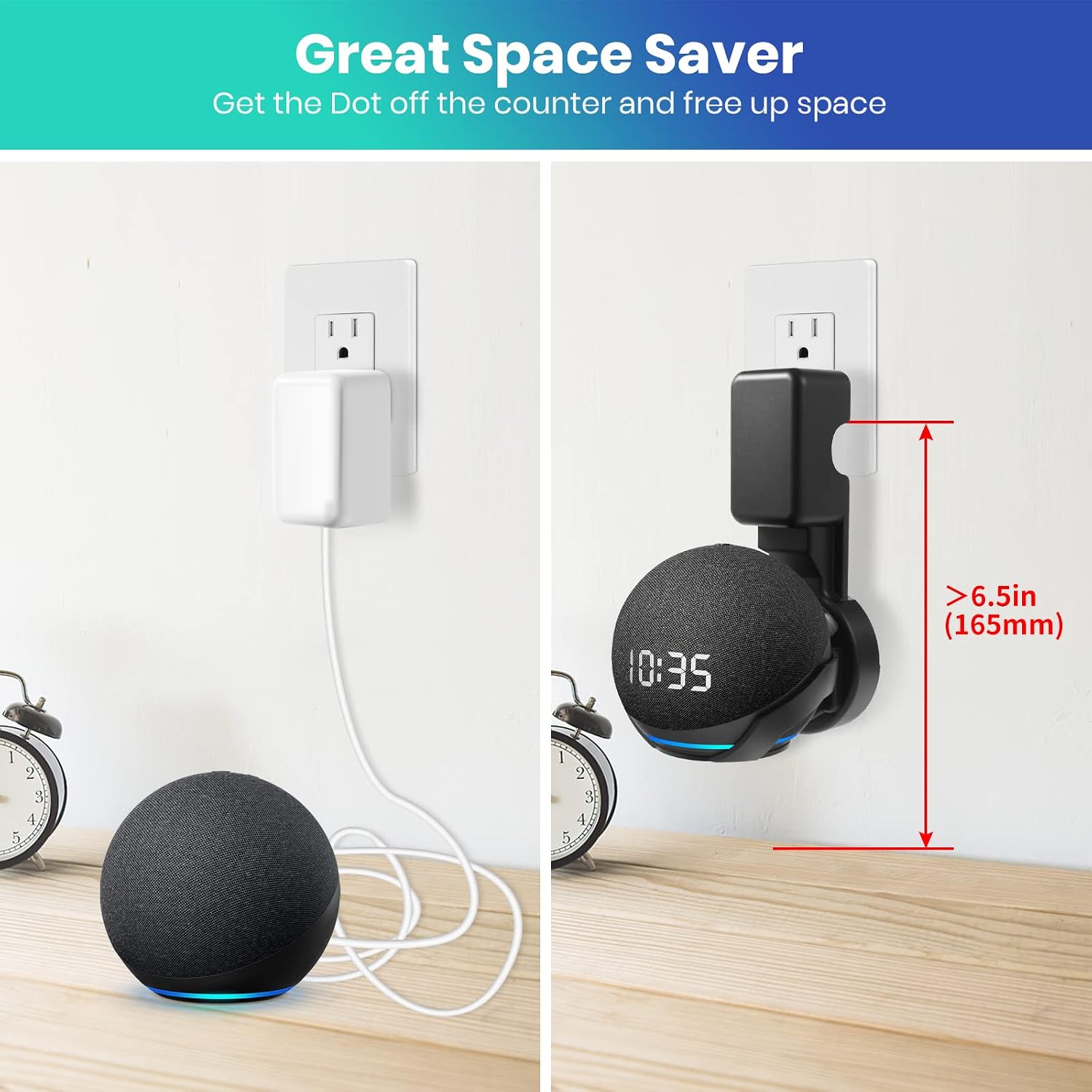 SOPORTE DE PARED PARA ECHO DOT 5TA GENERACIÓN FUQINTOP NEGRO - 3