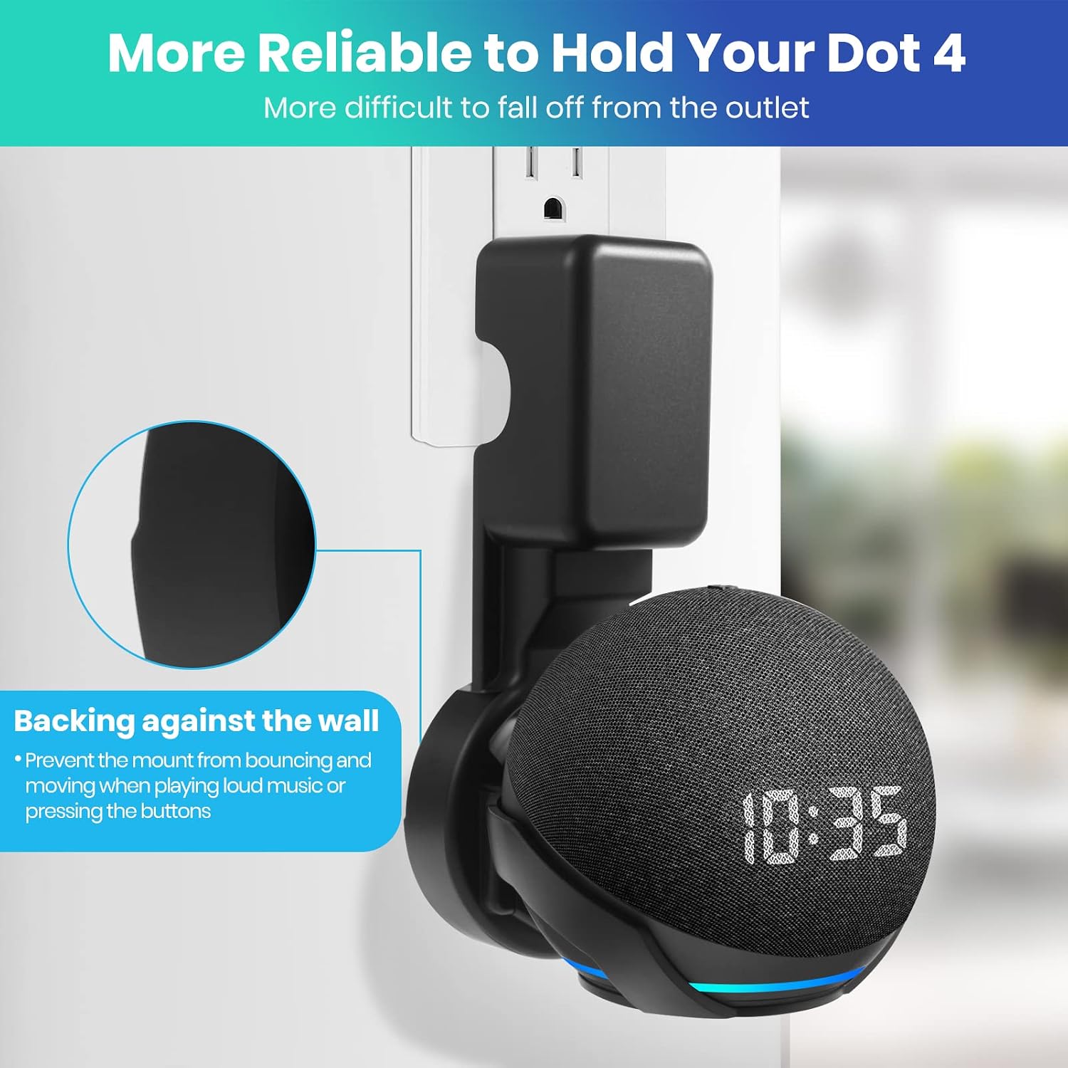 SOPORTE DE PARED PARA ECHO DOT 5TA GENERACIÓN FUQINTOP NEGRO - 4