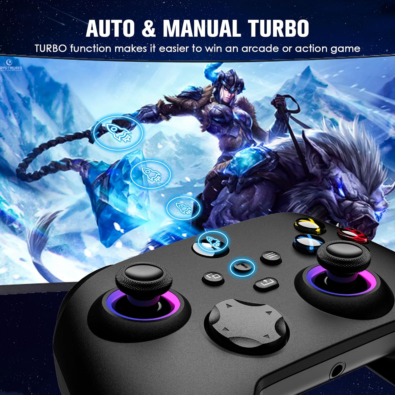 CONTROL INALÁMBRICO MOONAG PARA XBOX SERIES X/S/ONE Y PC CON JOYSTICK HALL EFFECT Y LUZ RGB - 3