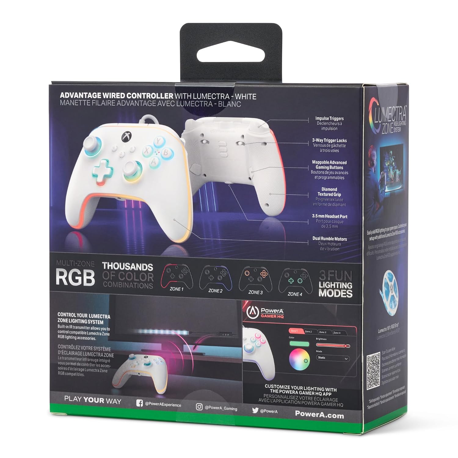 CONTROL POWERA ADVANTAGE WIRED PARA XBOX SERIES X|S CON LUMECTRA BLANCO - 3