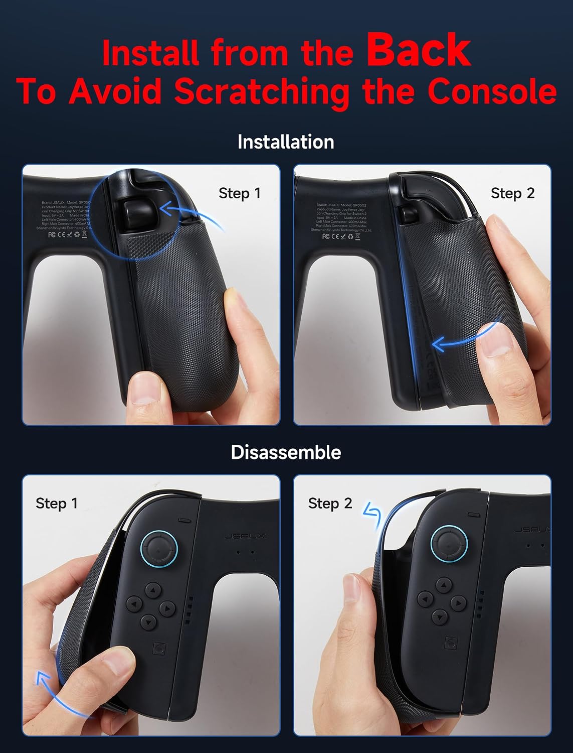 GRIP ERGONÓMICO CON CARGA PARA JOYPADS SWITCH 2 JSAUX - 2