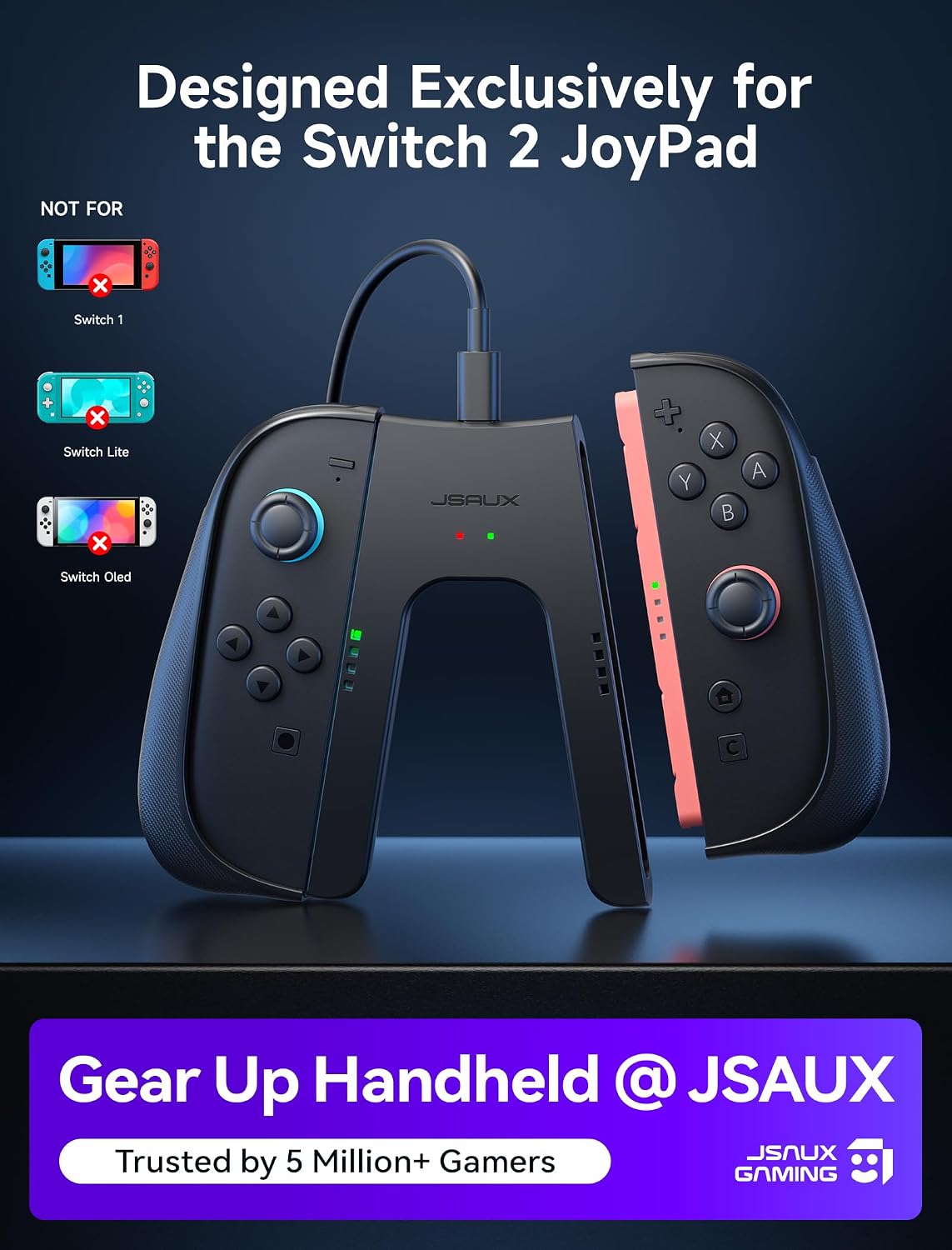 GRIP ERGONÓMICO CON CARGA PARA JOYPADS SWITCH 2 JSAUX - 3