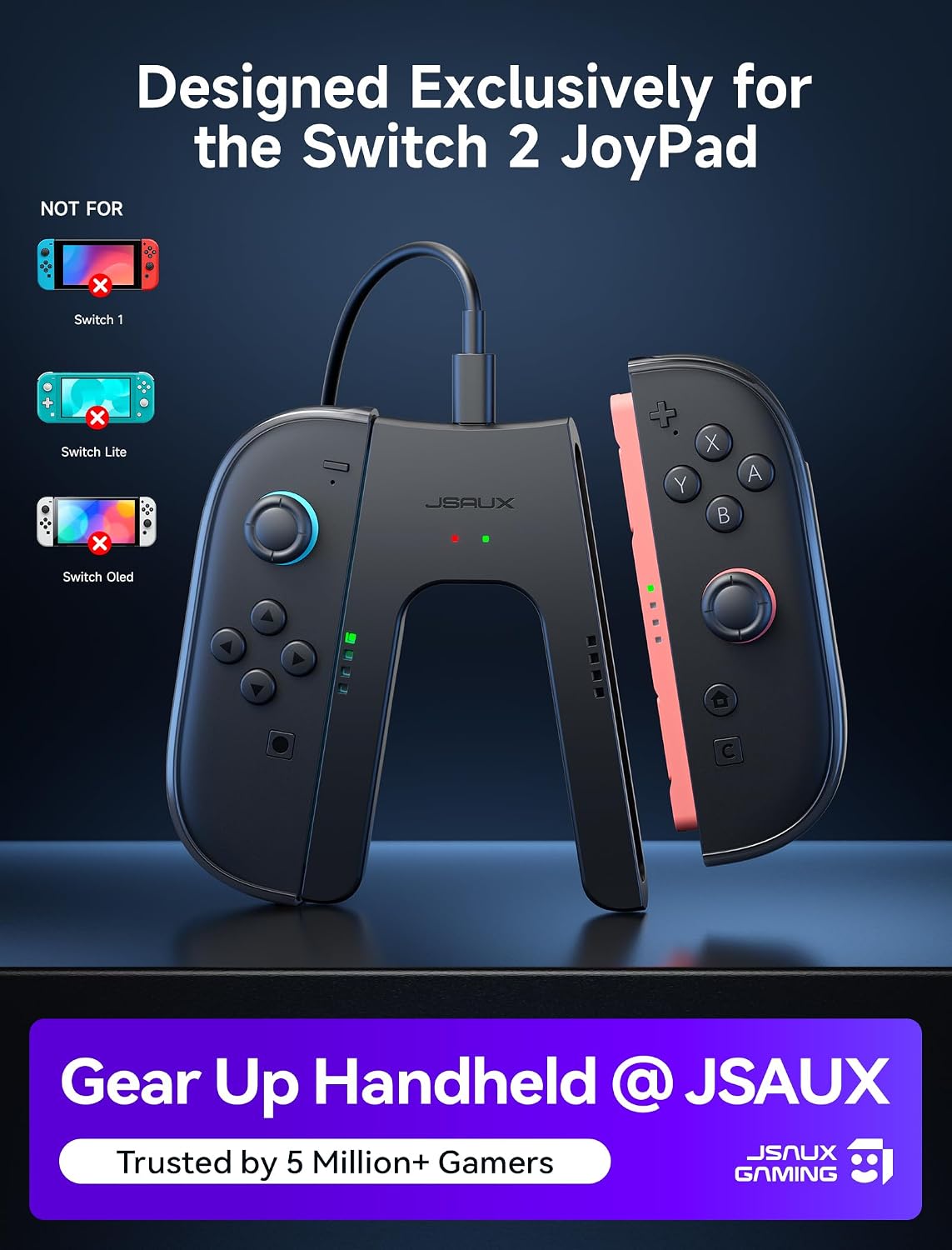 GRIP ERGONÓMICO CON CARGA PARA JOYPADS SWITCH 2 JSAUX - 3
