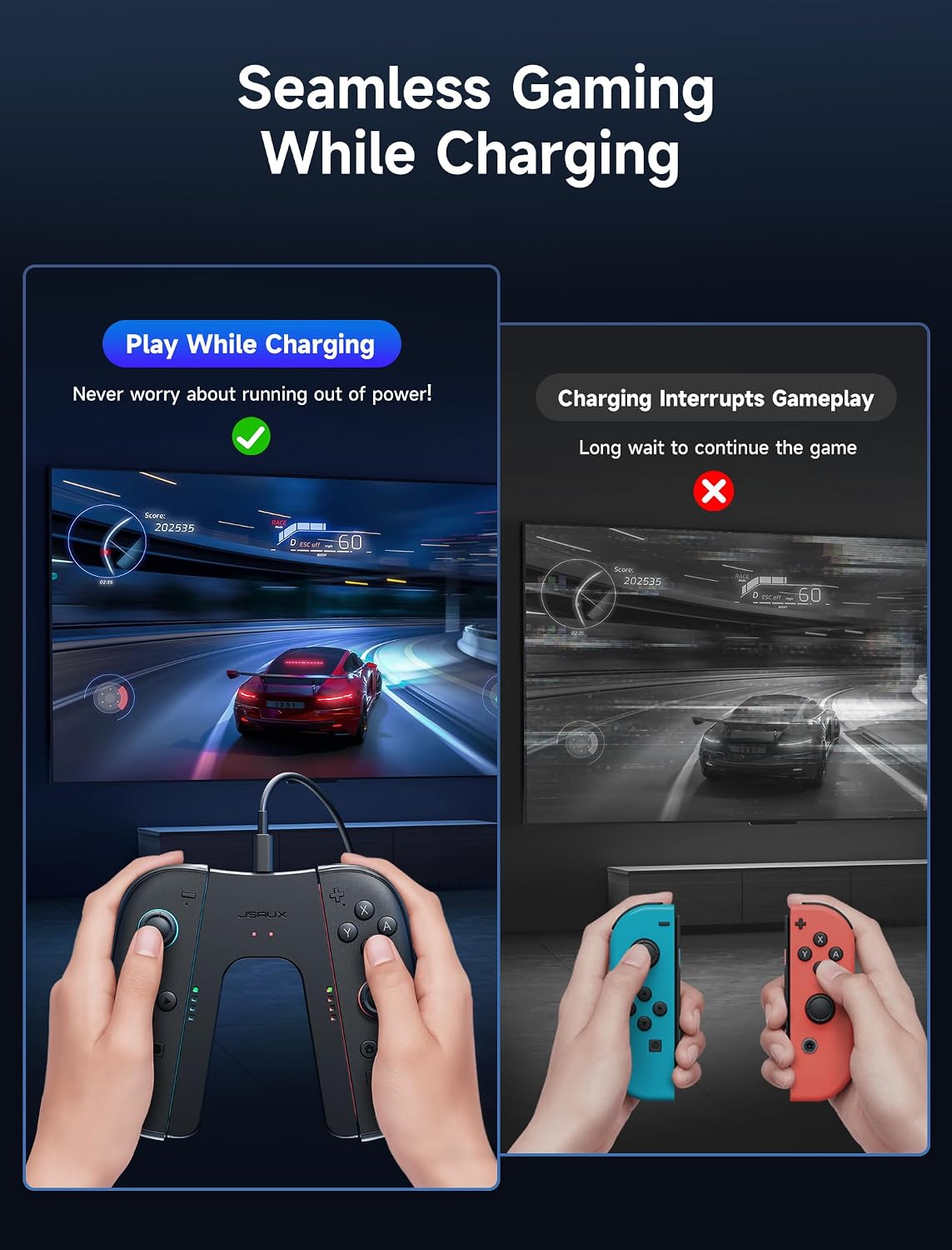 GRIP ERGONÓMICO CON CARGA PARA JOYPADS SWITCH 2 JSAUX - 5