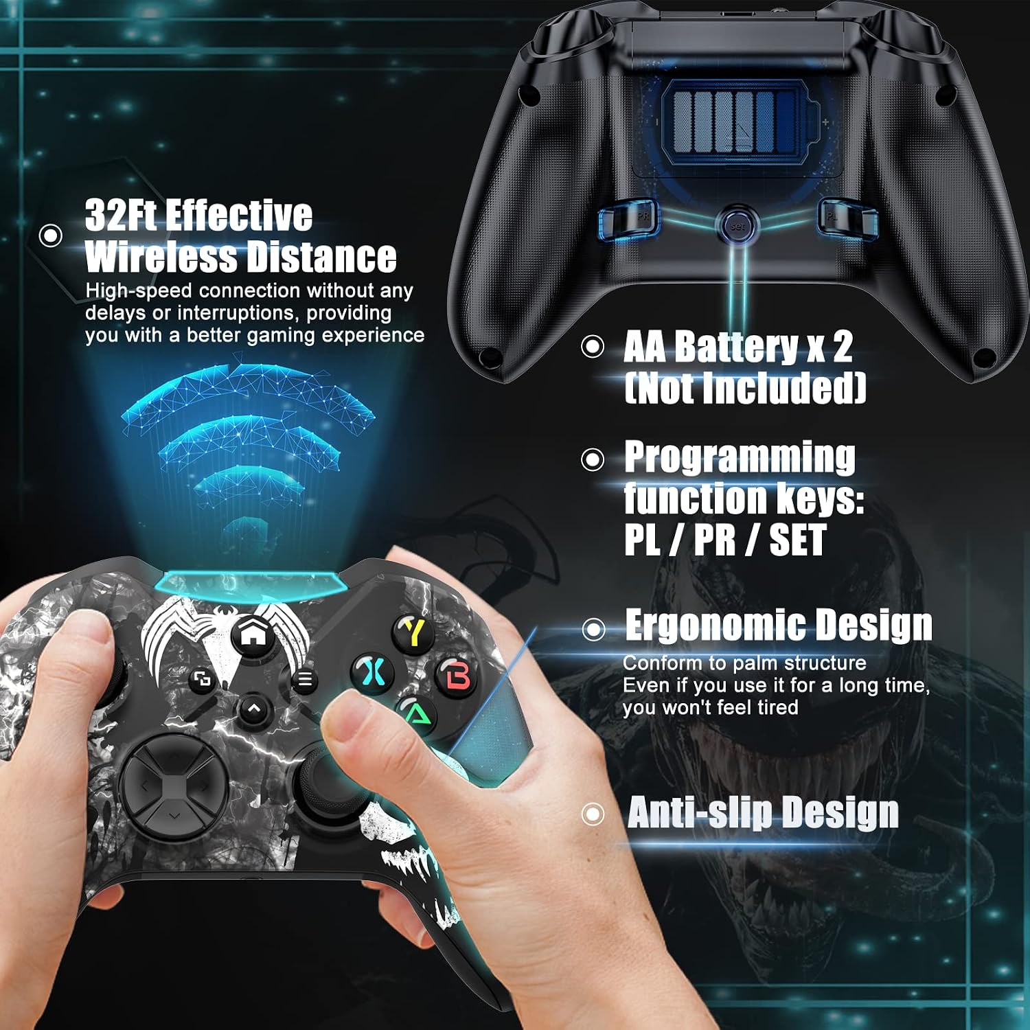 CONTROL INALÁMBRICO GAMROMBO PARA XBOX ONE Y SERIES X/S CON FUNCIÓN TURBO/MACRO Y CONECTOR DE 3.5MM - 5