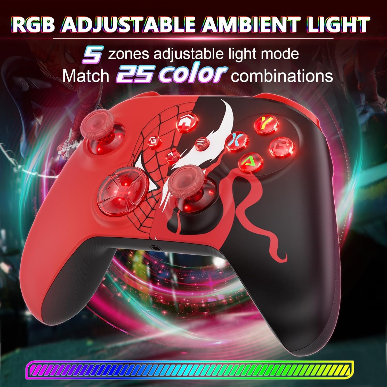 CONTROL INALÁMBRICO DINOSOO PARA XBOX SERIES X|S, ONE Y PC CON RGB, BLUETOOTH Y 4 MOTORES DE VIBRACIÓN - 2