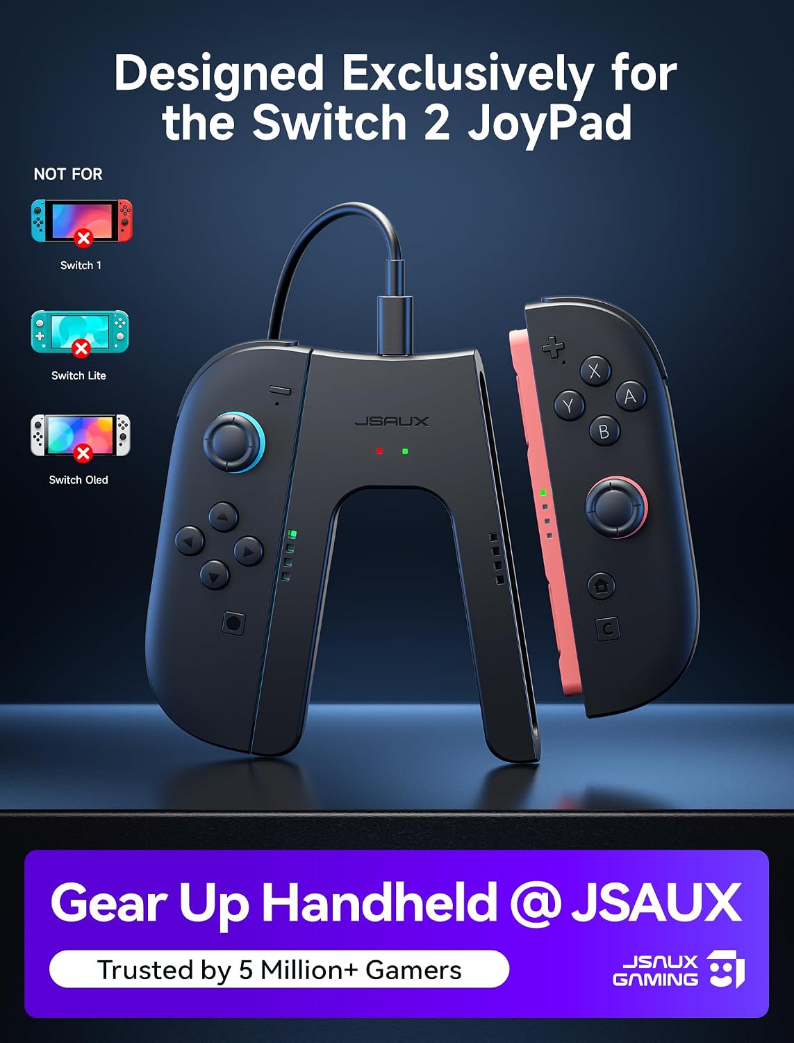 GRIP CON CARGA MAGNÉTICA PARA JOYPADS SWITCH 2 JSAUX - 2