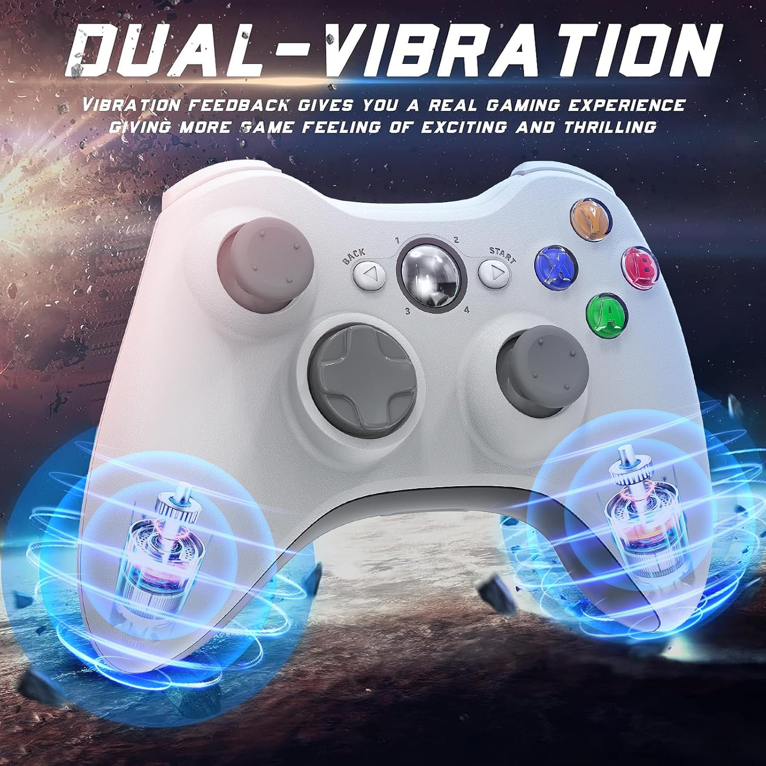 MANDO INALÁMBRICO GAMROMBO PARA XBOX 360 2 UNIDADES BLANCO - 3