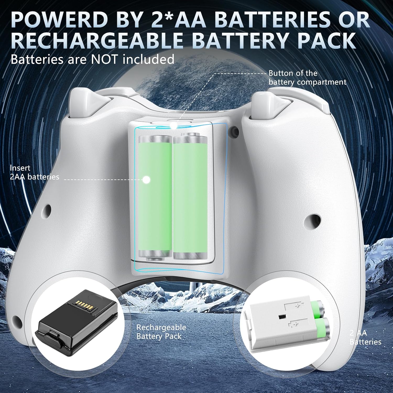 MANDO INALÁMBRICO GAMROMBO PARA XBOX 360 2 UNIDADES BLANCO - 5
