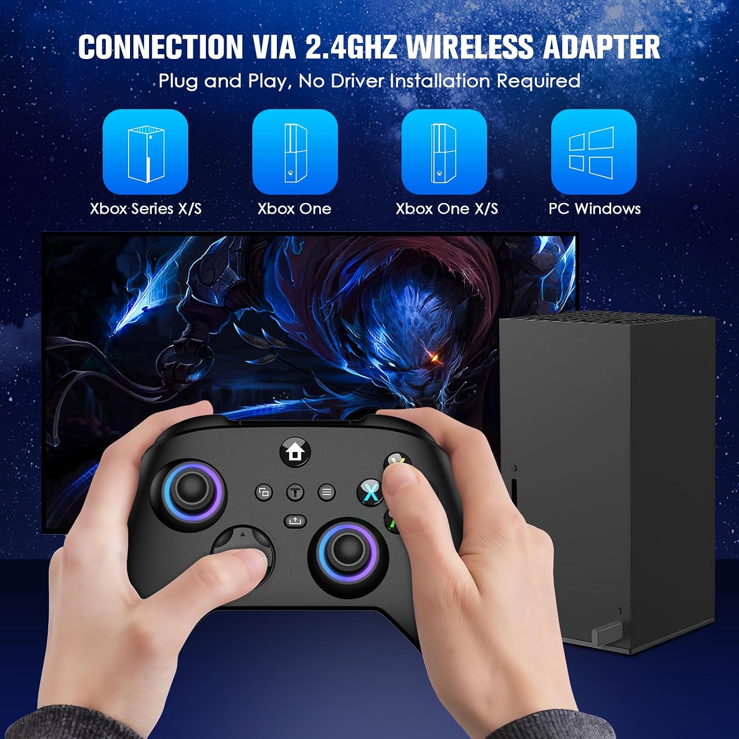 CONTROL INALÁMBRICO MOONAG PARA XBOX SERIES X/S/ONE Y PC CON JOYSTICK HALL EFFECT Y VIBRACIÓN DUAL - 5