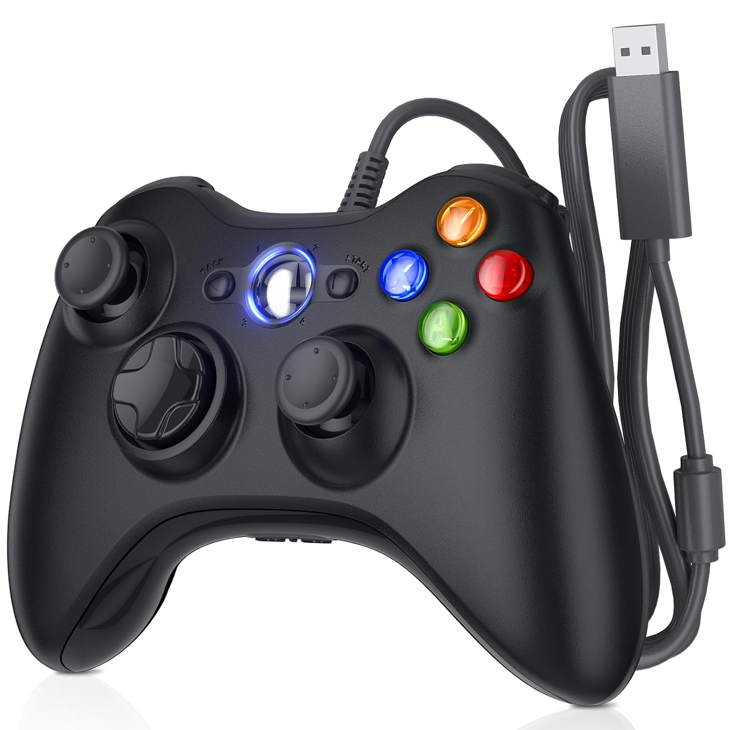 CONTROL CON CABLE PARA XBOX NONBLIEP COMPATIBLE CON XBOX 360 Y PC CON VIBRACIÓN DUAL Y JACK DE AUDIO 2.5MM NEGRO - 1