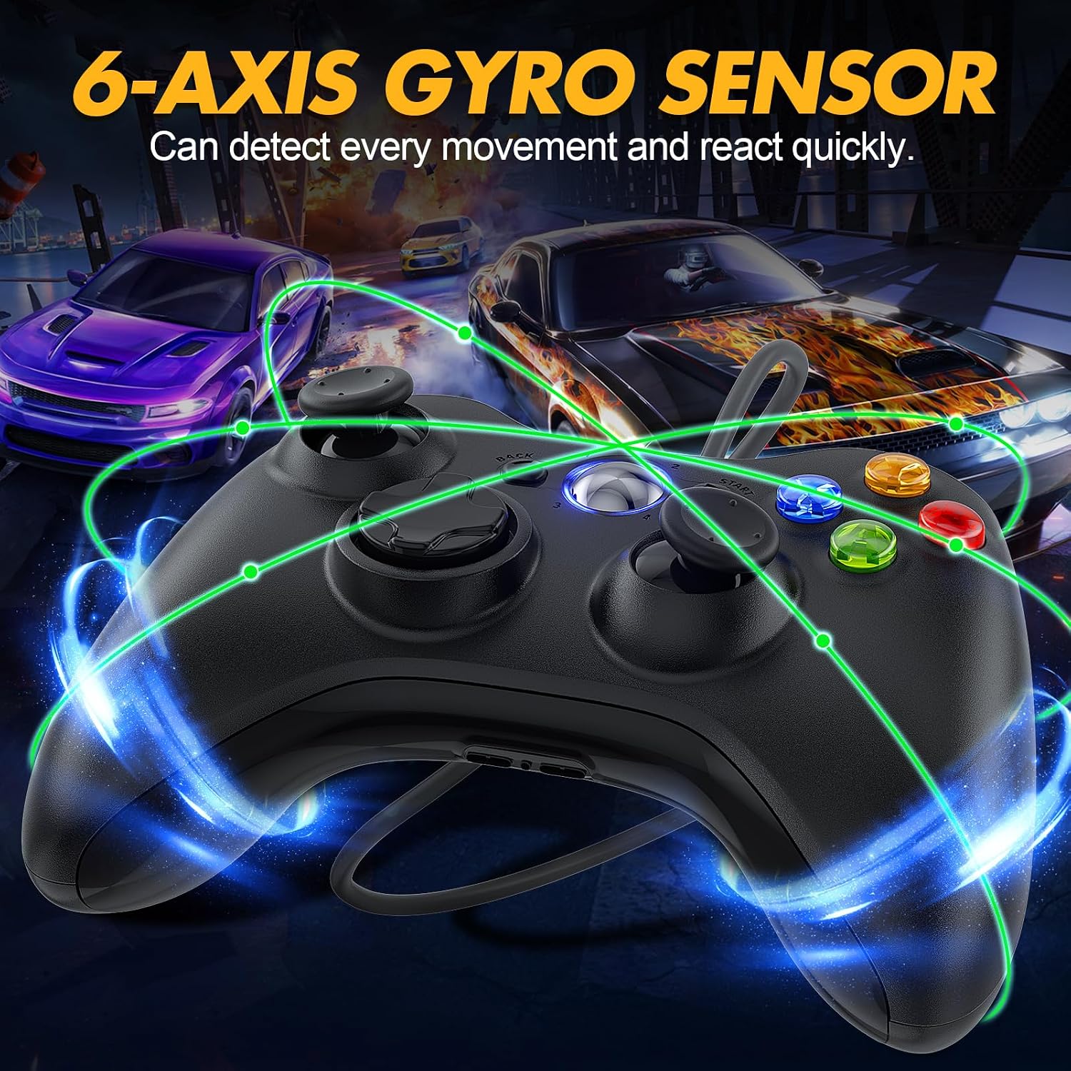 CONTROL CON CABLE PARA XBOX NONBLIEP COMPATIBLE CON XBOX 360 Y PC CON VIBRACIÓN DUAL Y JACK DE AUDIO 2.5MM NEGRO - 2
