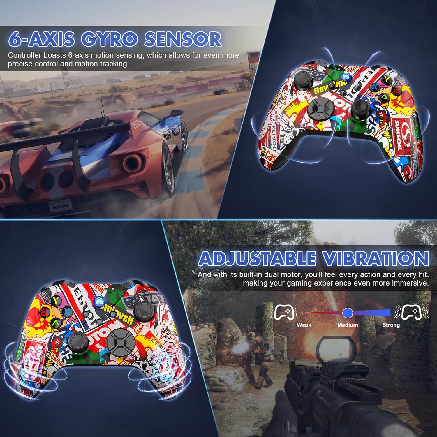 MANDO INALÁMBRICO DINOSOO STREET FIRE PARA XBOX ONE Y SERIES X|S CON VIBRACIÓN DUAL Y JACK DE AUDIO - 3