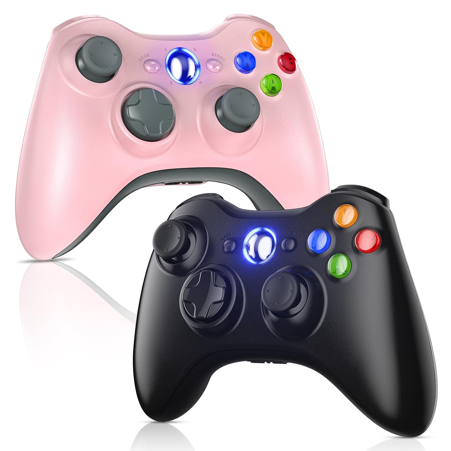MANDO INALÁMBRICO GAMROMBO PARA XBOX 360 2 UNIDADES NEGRO Y ROSADO - 1