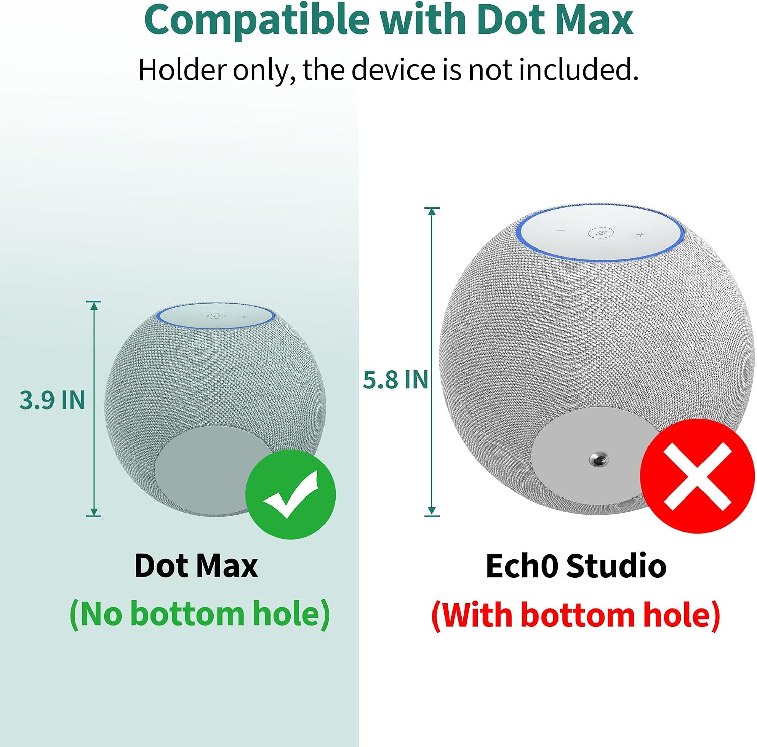 SOPORTE DE PARED PARA PARLANTES PLUSACC COMPATIBLE CON DOT MAX, DOT 5 Y HOMEPOD MINI TRANSPARENTE - 3