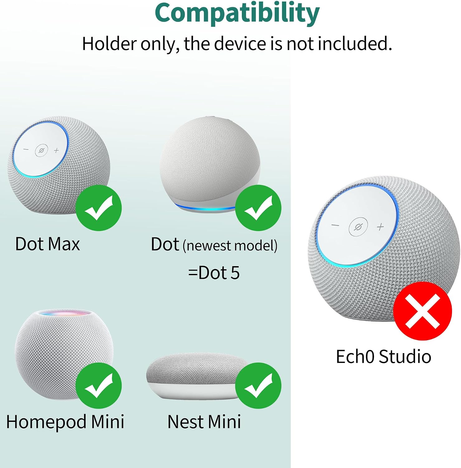 SOPORTE DE PARED PARA PARLANTES PLUSACC PARA DOT MAX, DOT 5 Y HOMEPOD MINI, PACK 2 - 2