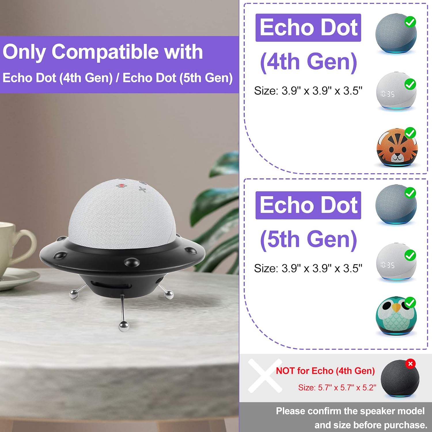 SOPORTE PARA PARLANTE ECHO DOT 4TA/5TA GENERACIÓN MAOZHREN NEGRO - 3
