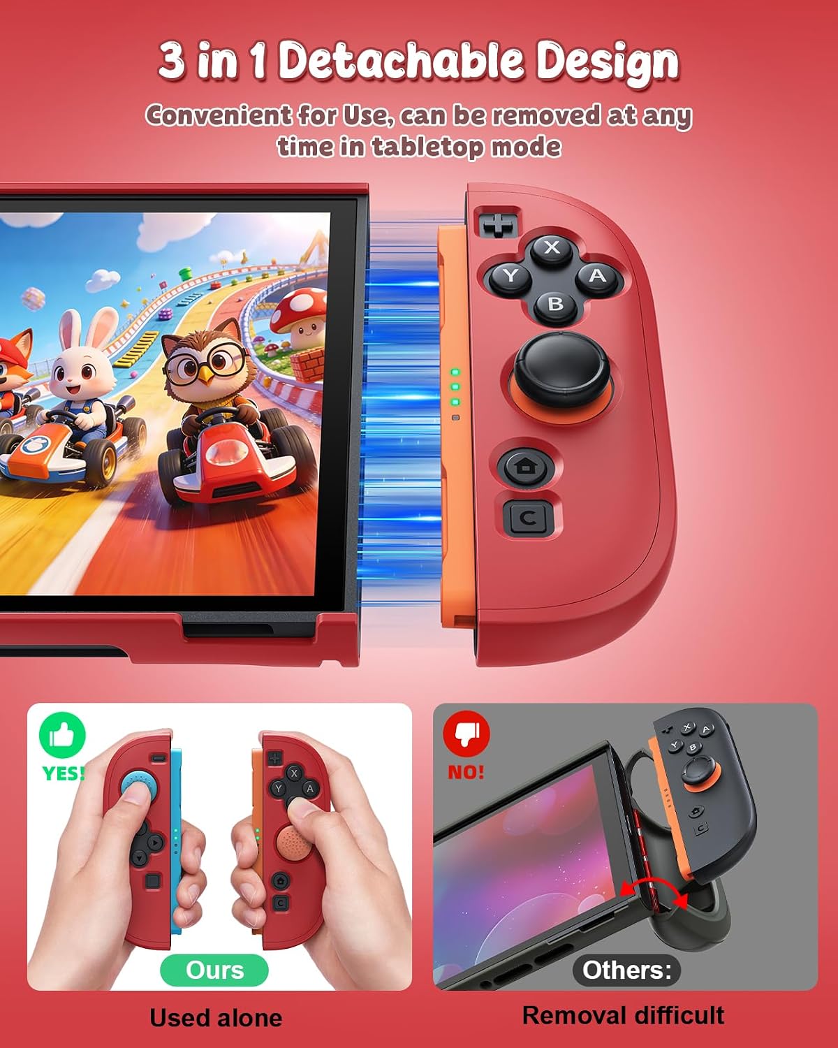 FUNDA CON PROTECTOR DE PANTALLA PARA NINTENDO SWITCH 2 FYOUNG ROJA - 2