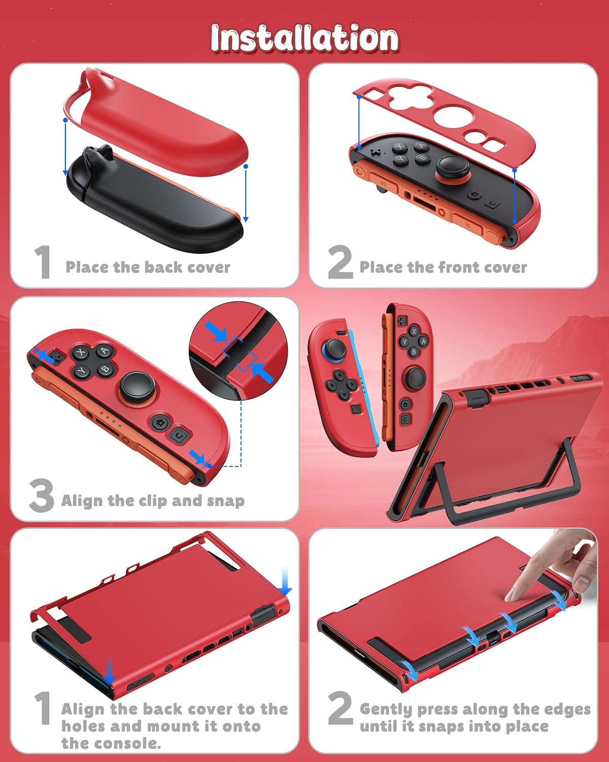 FUNDA CON PROTECTOR DE PANTALLA PARA NINTENDO SWITCH 2 FYOUNG ROJA - 3